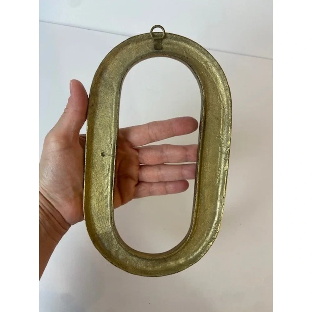 Vintage Solid Brass Letter O Number 0 Wall Hanging Plaque Gold Tone 8.5 Inch